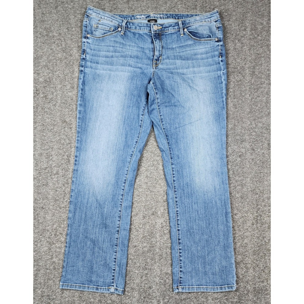 Mossimo Straight Jeans Womens 18S Blue Mid Rise Medium Wash Stretch Denim